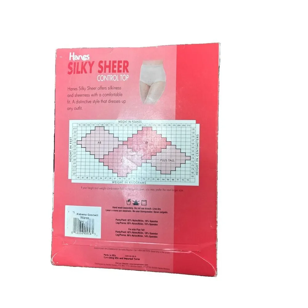 Vtg Hanes Silky Sheer Control Top Pantyhose Sandalfoot OG071 Town Taupe New